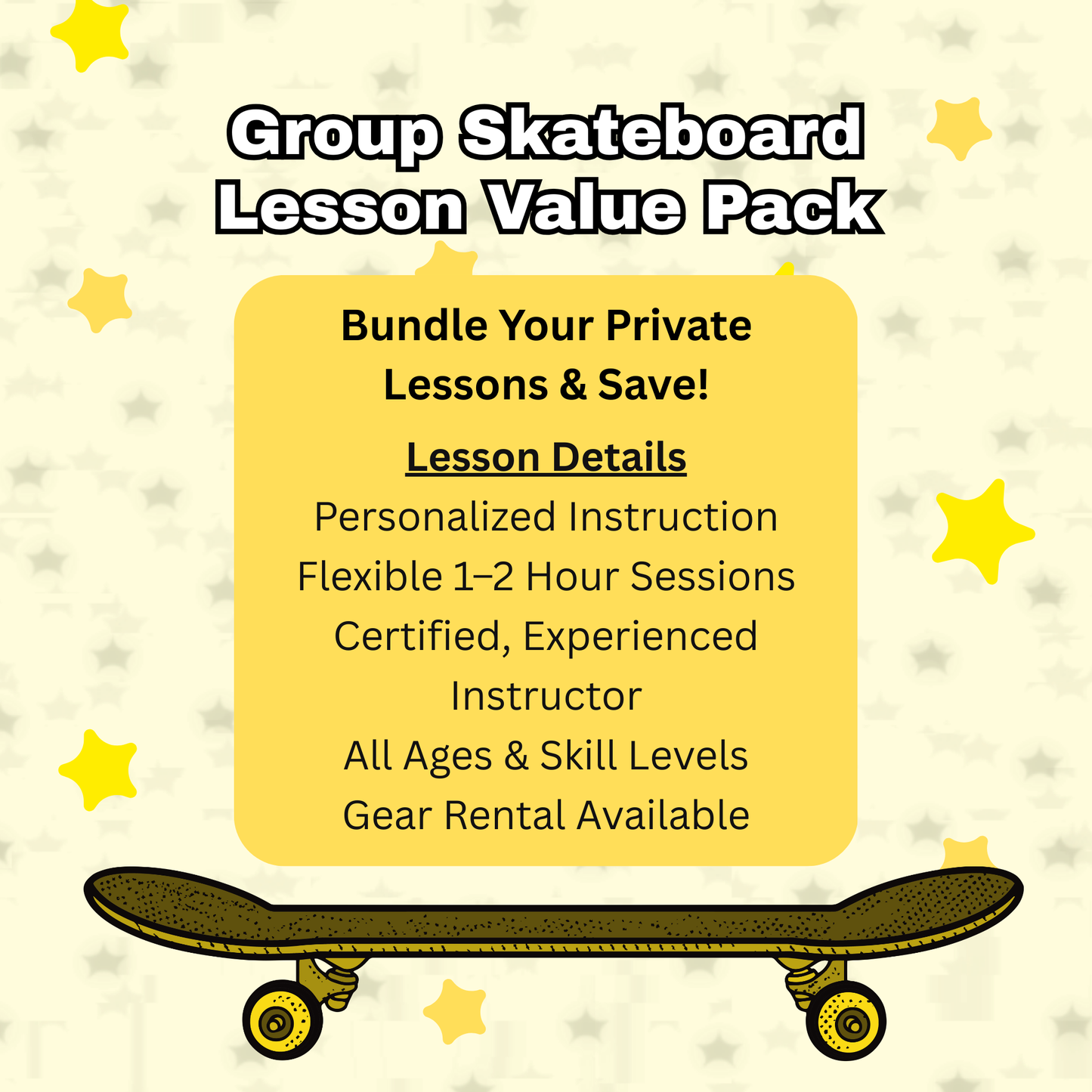 Small Group Skateboarding Lesson Value Pack