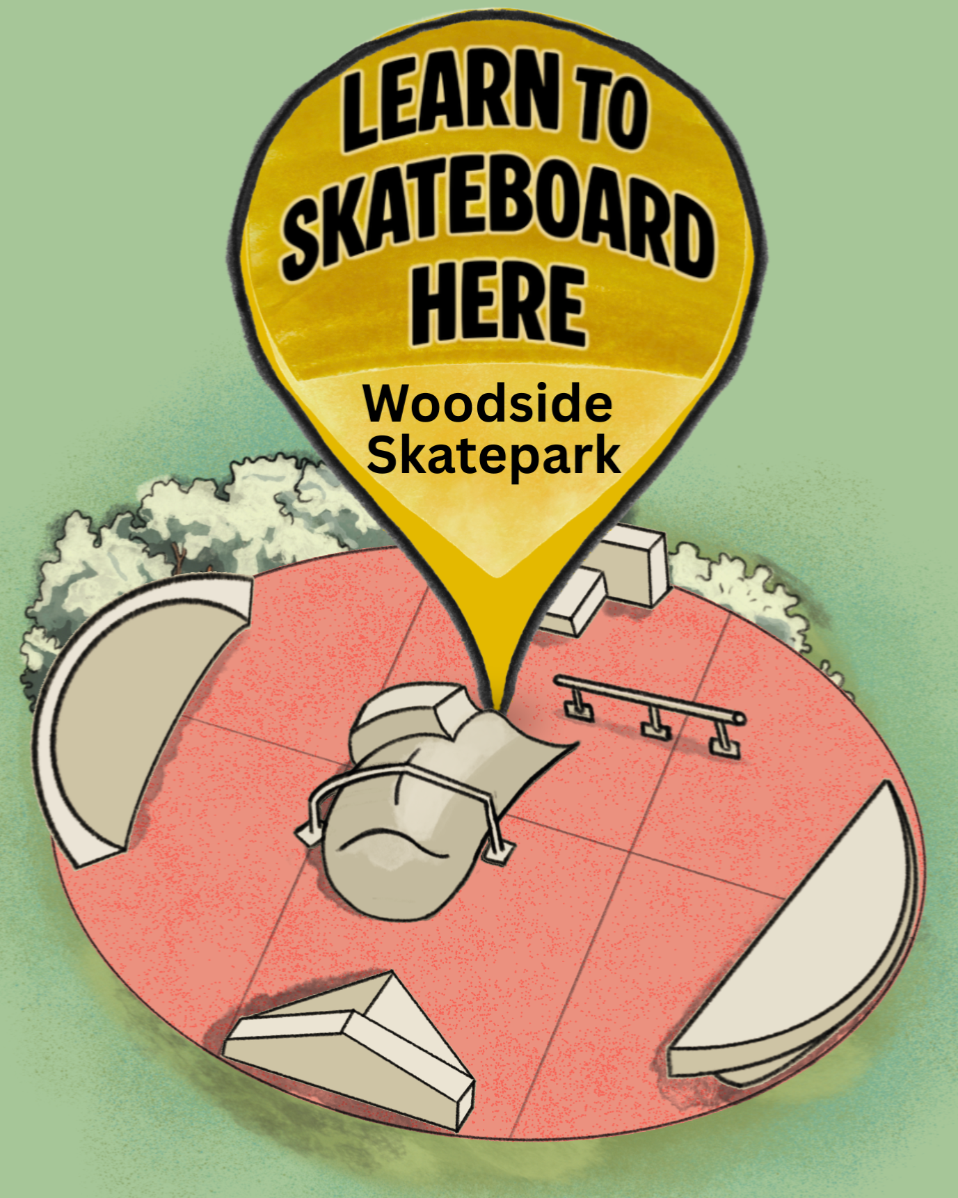 Illustration of Woodside Skatepark