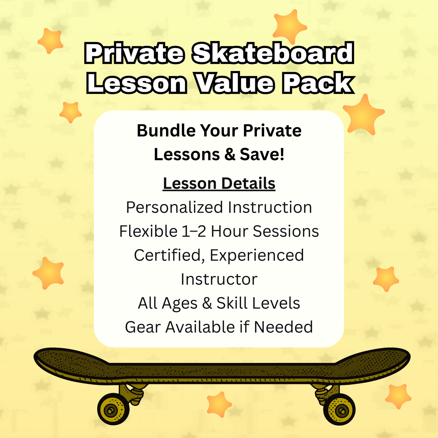 Private Skateboard Lesson Value Pack Prod-Details