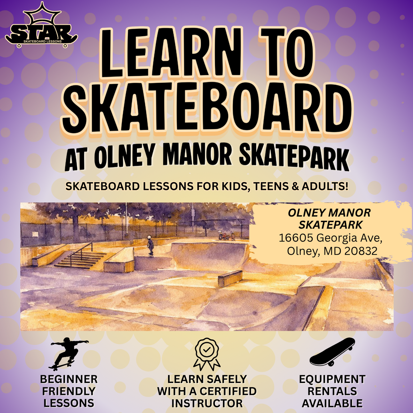 Learn to Skate at the Olney Skatepark
